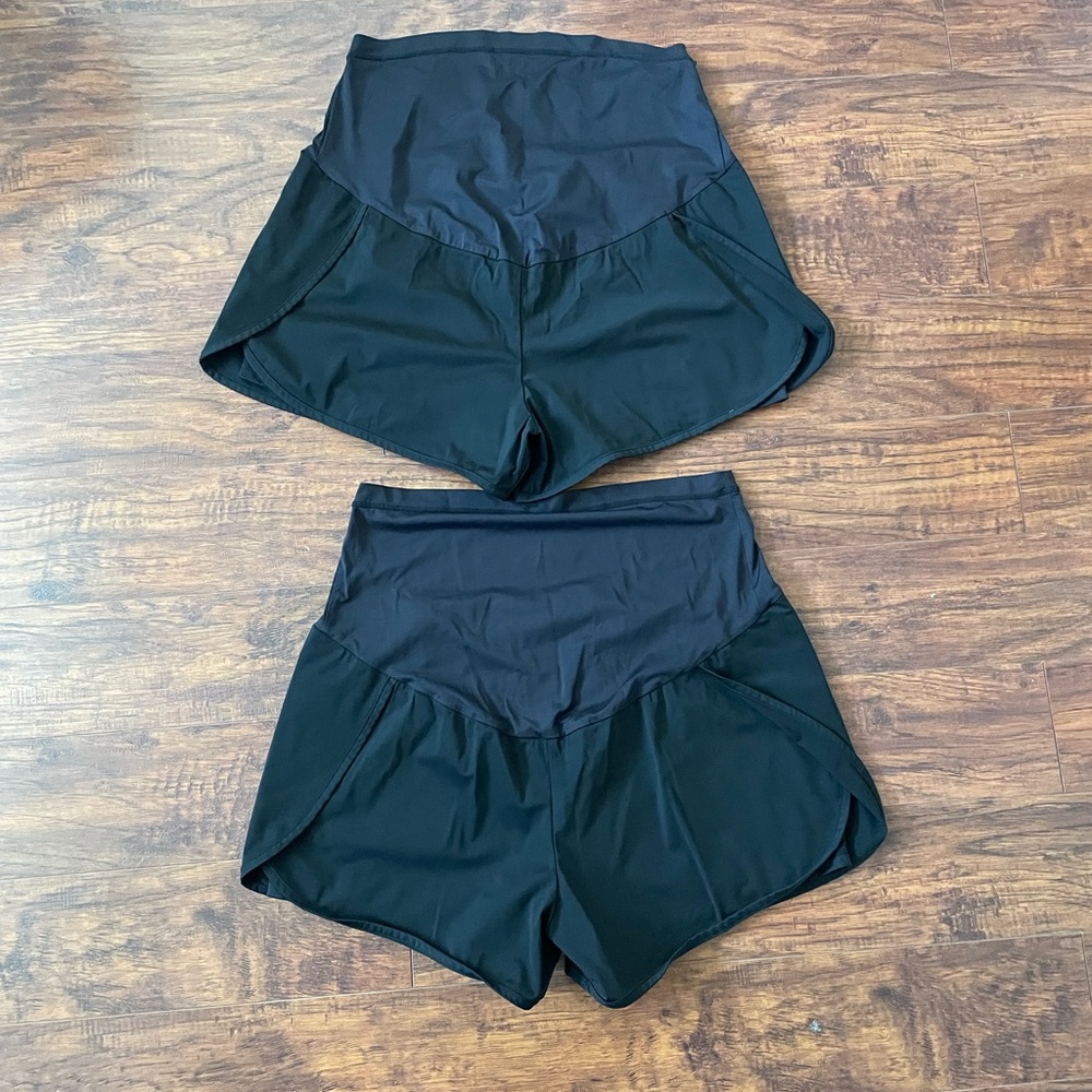 Maternity Shorts Black Set of 2 Athletic Casual Summer size XL